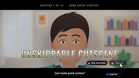 The Unskippable cutscene moment on a sample camera
