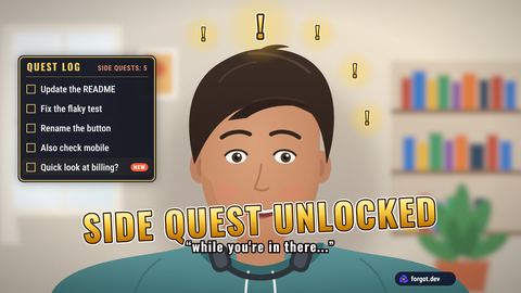 The Side quest unlocked moment on a sample camera